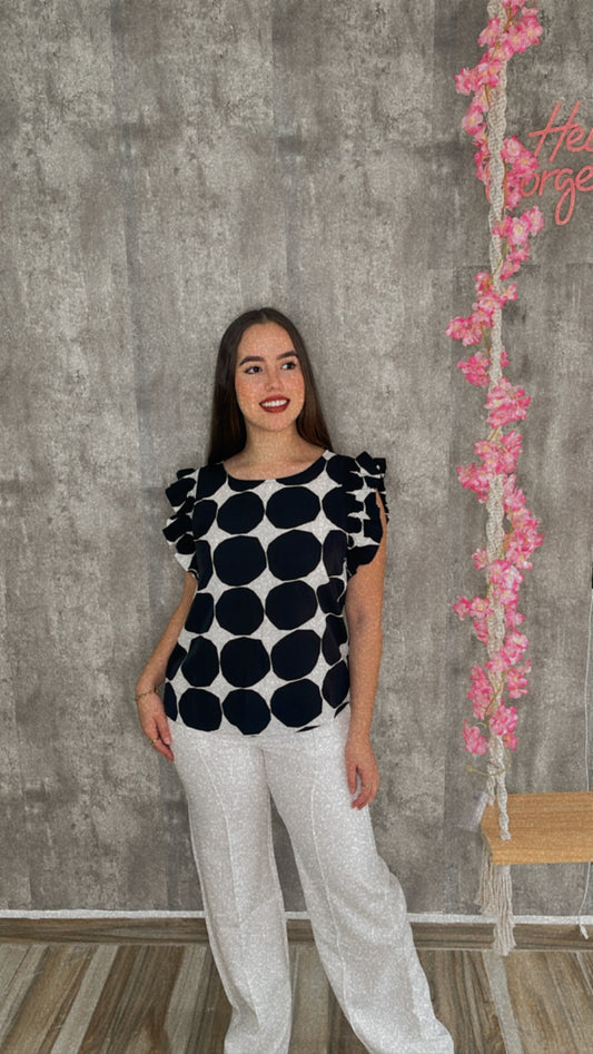 Black and white blouse